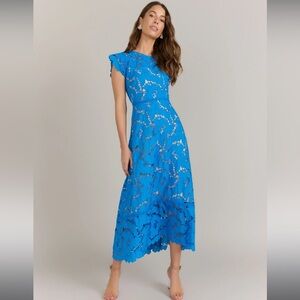 New York & Company Vibrant Blue Lace Maxi Dress
